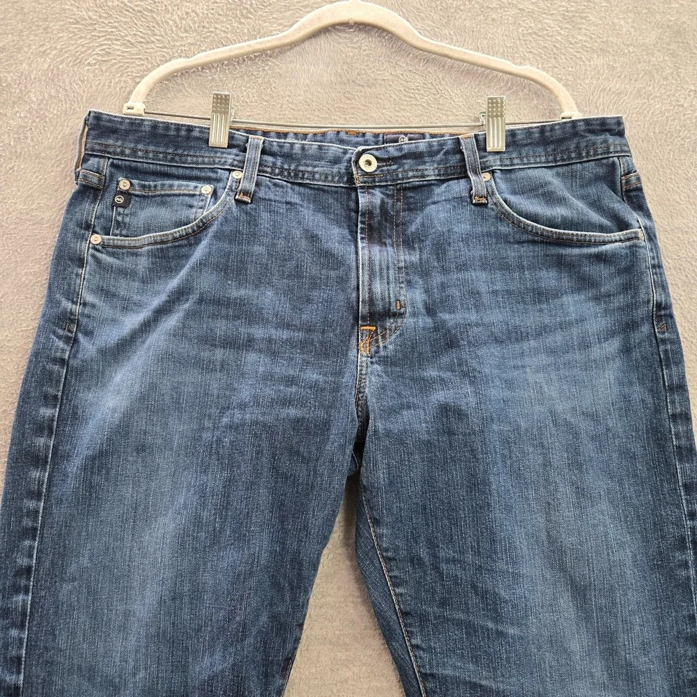 AG Adriano Goldschmied Men Jeans 38x34 Blue Denim Straight Mid‎ Rise